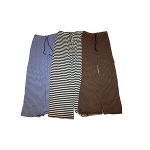 Shein Lot of 3 Striped Wide Leg Pants Size X-Small XS Brown Blue Black White